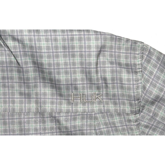 Huk Tide Point Performance Men's Long Sleeve Button Down Gray Shirt‎ Size Large - Picture 6 of 10